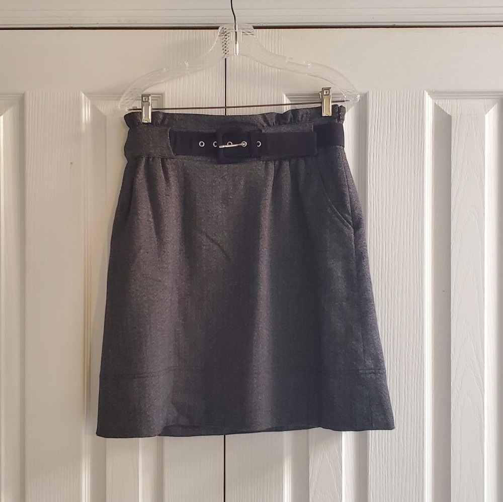 Worthington Wool Blend Belted Skirt Size 6 Gray Workwear A-Line - Picture 2 of 5